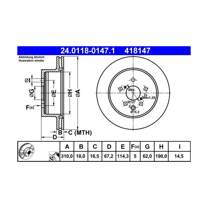 Stabdžių diskas ATE 24.0118-0147.1