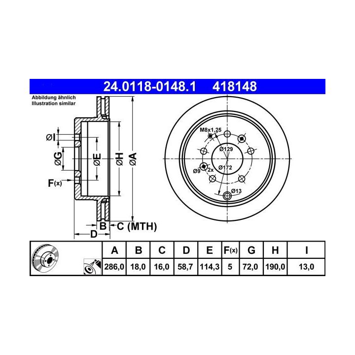 Stabdžių diskas ATE 24.0118-0148.1