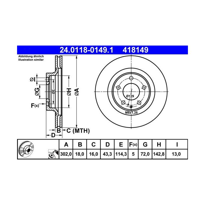 Stabdžių diskas ATE 24.0118-0149.1