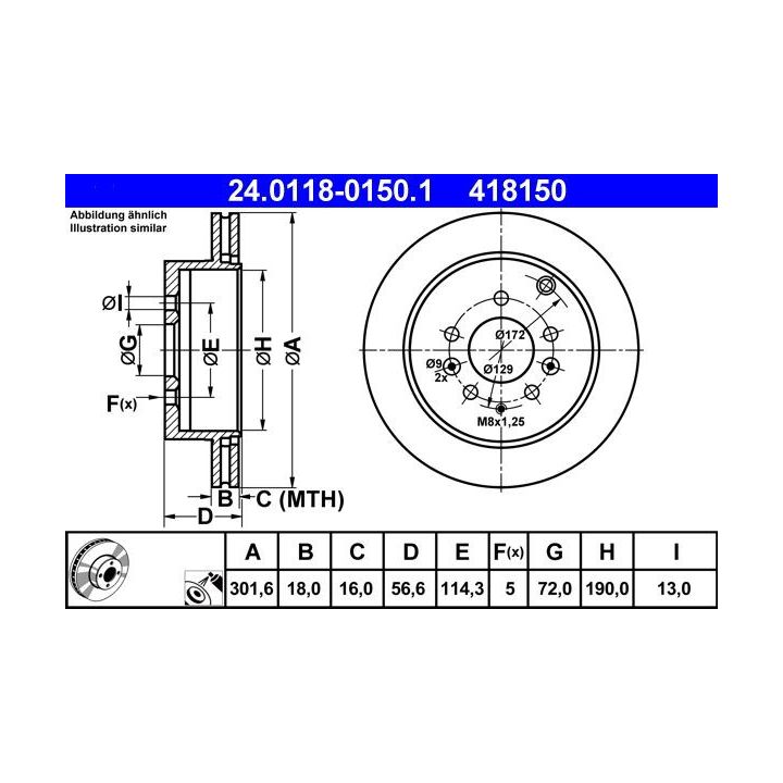 Stabdžių diskas ATE 24.0118-0150.1