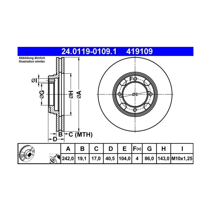 Stabdžių diskas ATE 24.0119-0109.1
