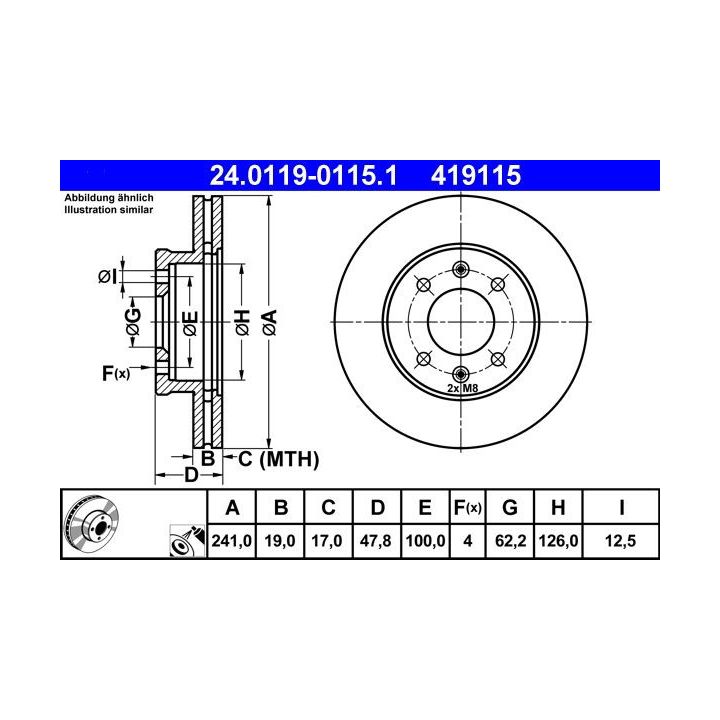 Stabdžių diskas ATE 24.0119-0115.1
