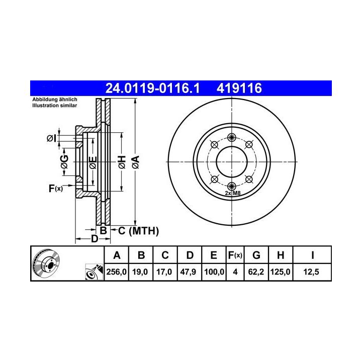 Stabdžių diskas ATE 24.0119-0116.1