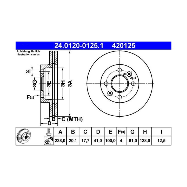 Stabdžių diskas ATE 24.0120-0125.1