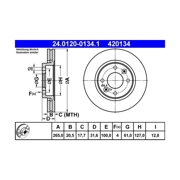 Stabdžių diskas ATE 24.0120-0134.1
