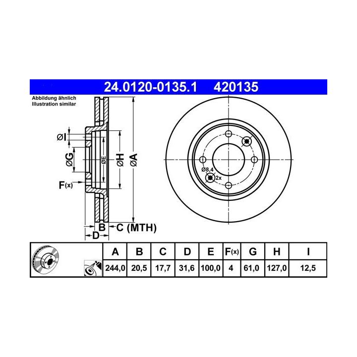 Stabdžių diskas ATE 24.0120-0135.1