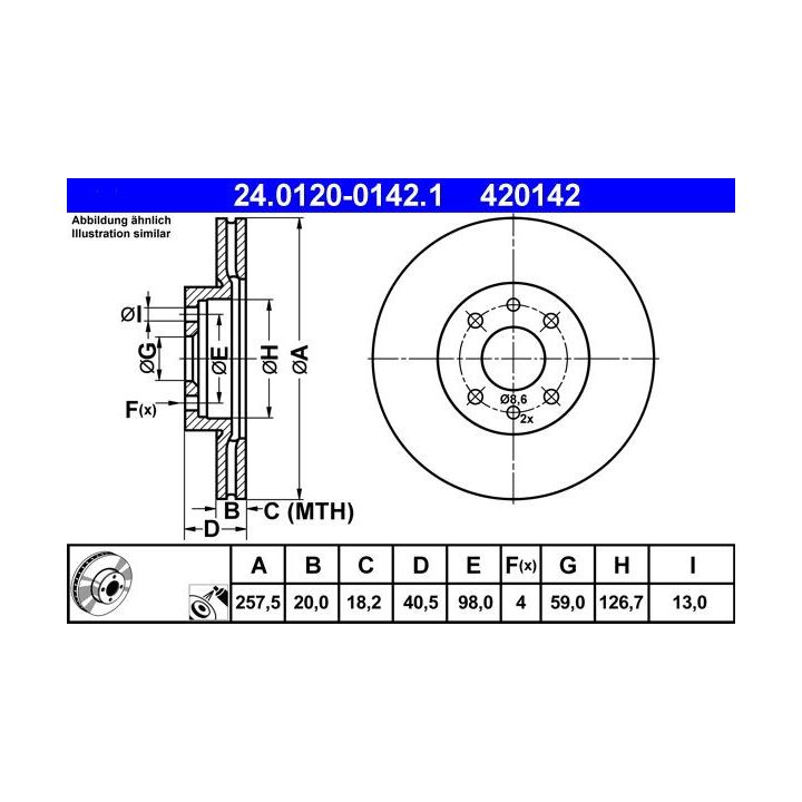 Stabdžių diskas ATE 24.0120-0142.1