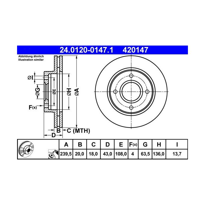 Stabdžių diskas ATE 24.0120-0147.1