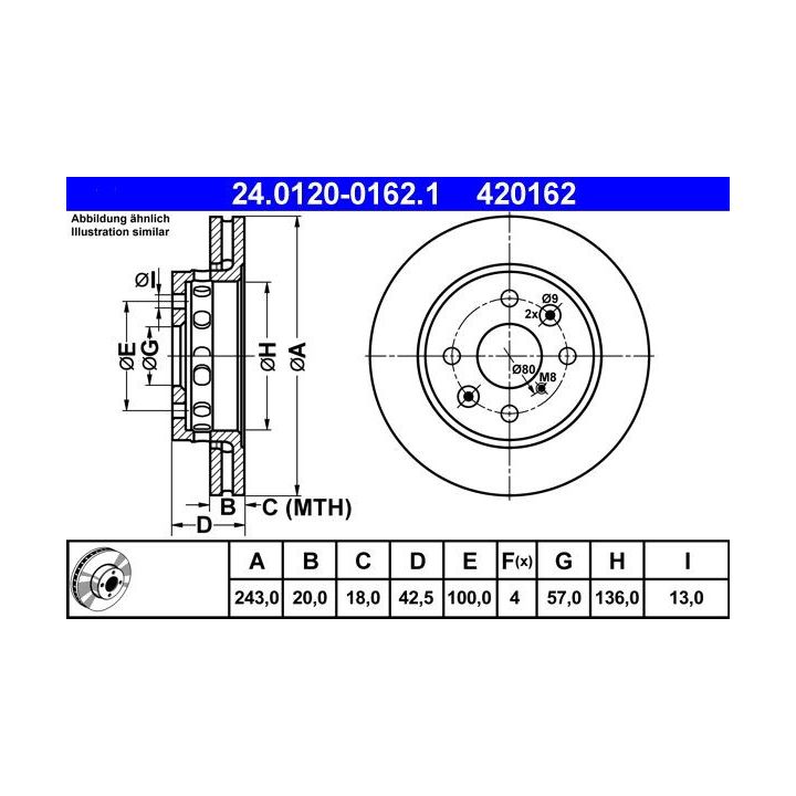 Stabdžių diskas ATE 24.0120-0162.1