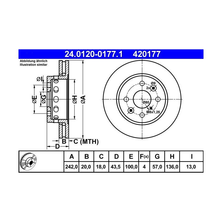 Stabdžių diskas ATE 24.0120-0177.1