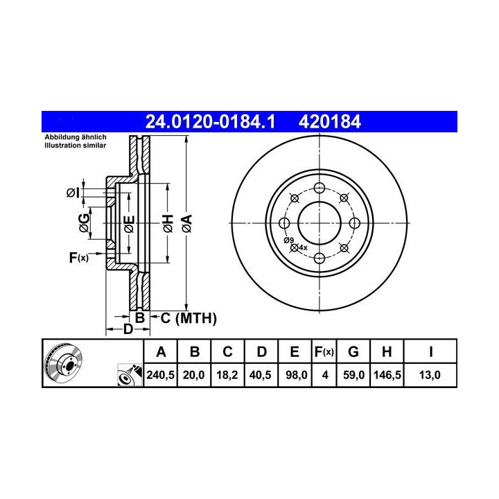 Stabdžių diskas ATE 24.0120-0184.1