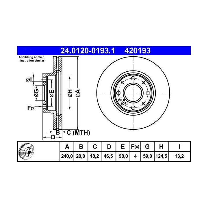 Stabdžių diskas ATE 24.0120-0193.1