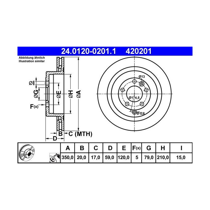 Stabdžių diskas ATE 24.0120-0201.1