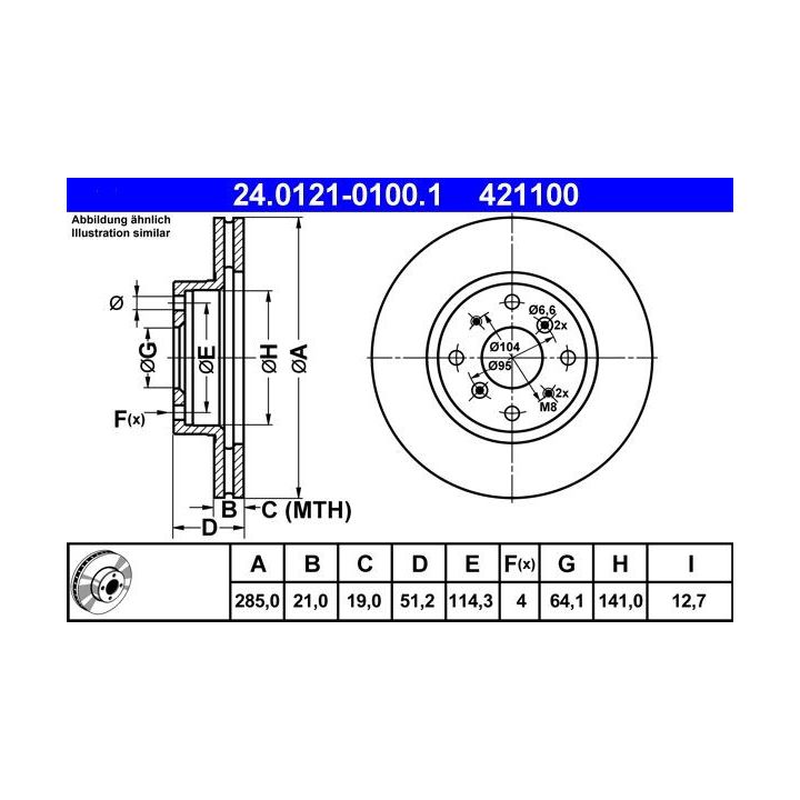 Stabdžių diskas ATE 24.0121-0100.1