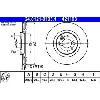 Stabdžių diskas ATE 24.0121-0103.1