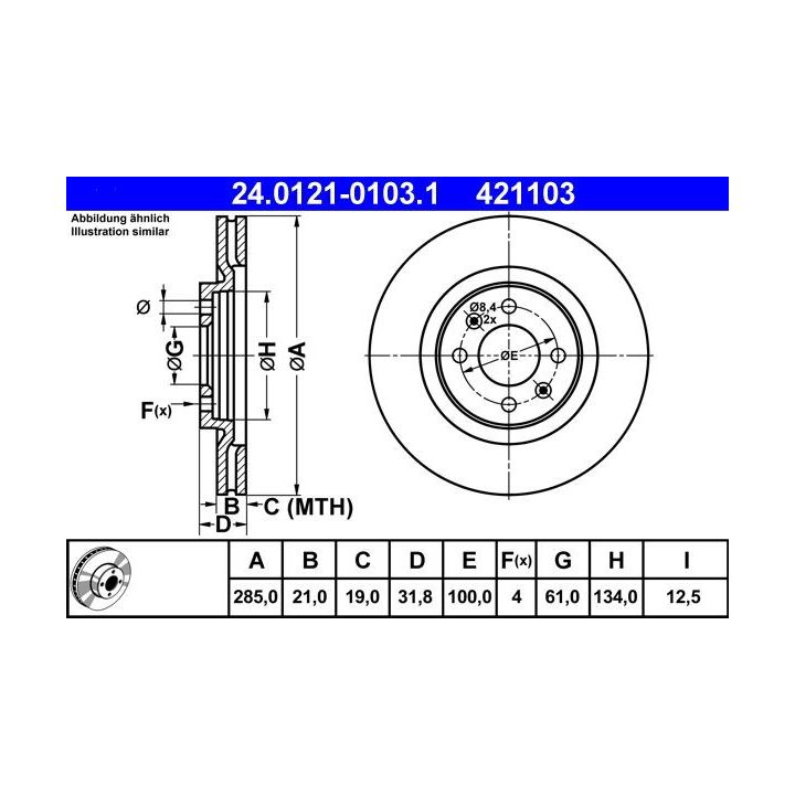 Stabdžių diskas ATE 24.0121-0103.1