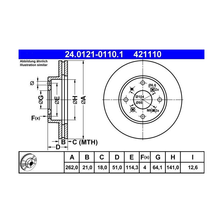 Stabdžių diskas ATE 24.0121-0110.1