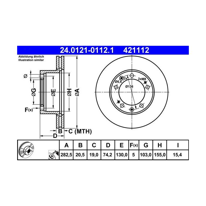 Stabdžių diskas ATE 24.0121-0112.1