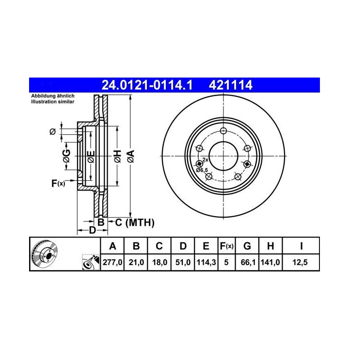 Stabdžių diskas ATE 24.0121-0114.1