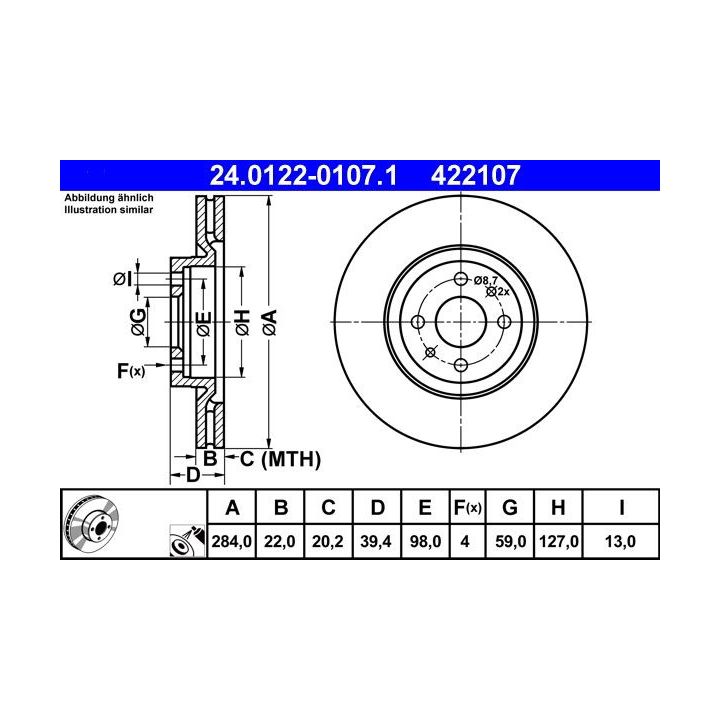 Stabdžių diskas ATE 24.0122-0107.1