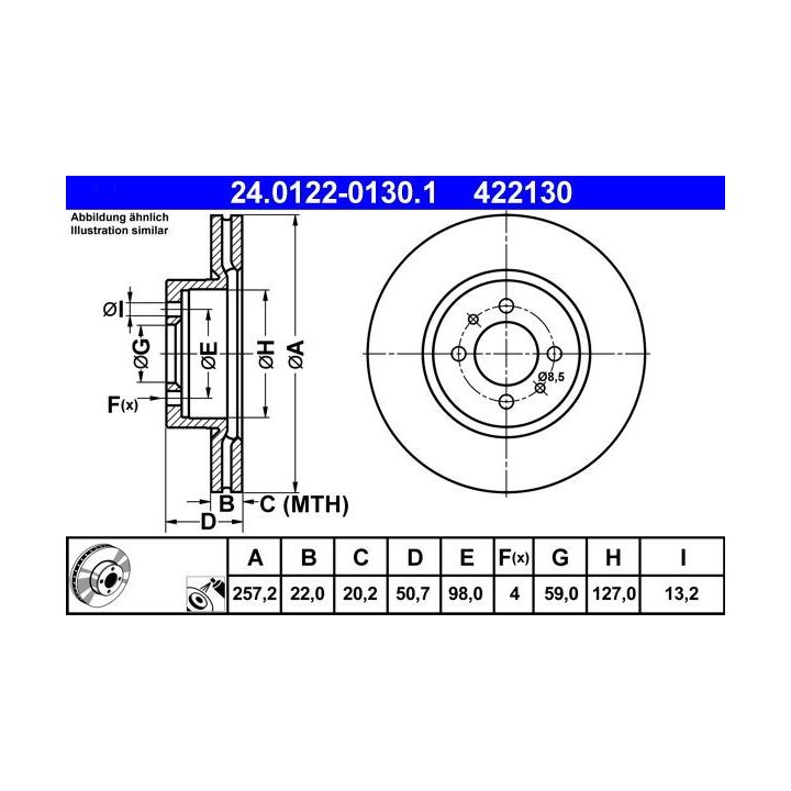 Stabdžių diskas ATE 24.0122-0130.1