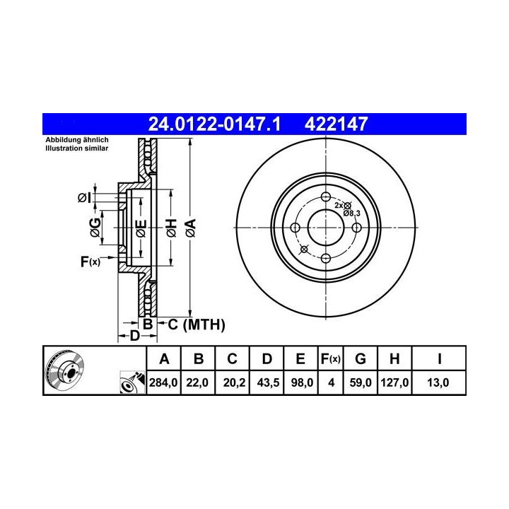 Stabdžių diskas ATE 24.0122-0147.1