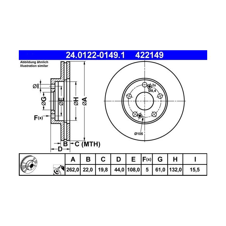 Stabdžių diskas ATE 24.0122-0149.1