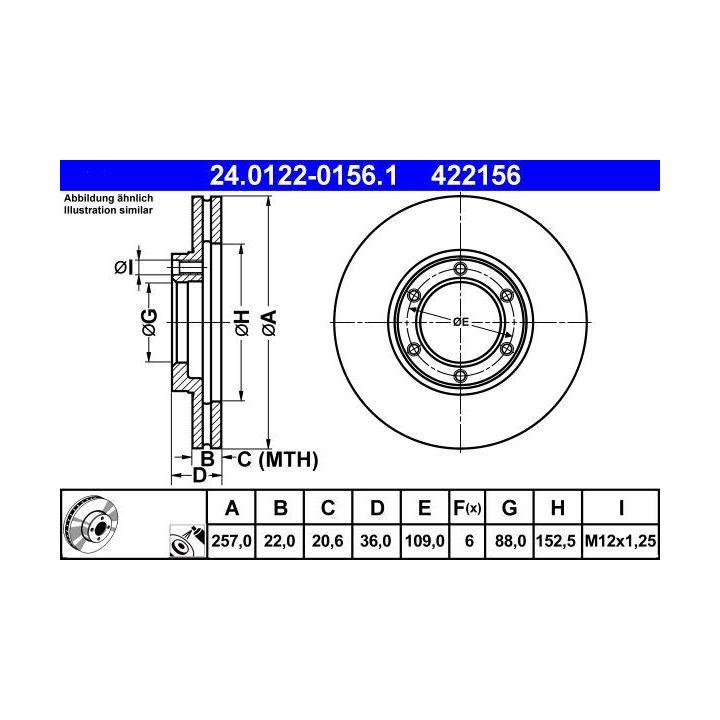 Stabdžių diskas ATE 24.0122-0156.1