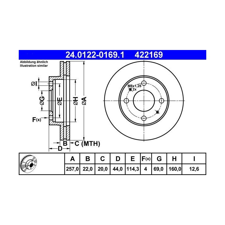 Stabdžių diskas ATE 24.0122-0169.1