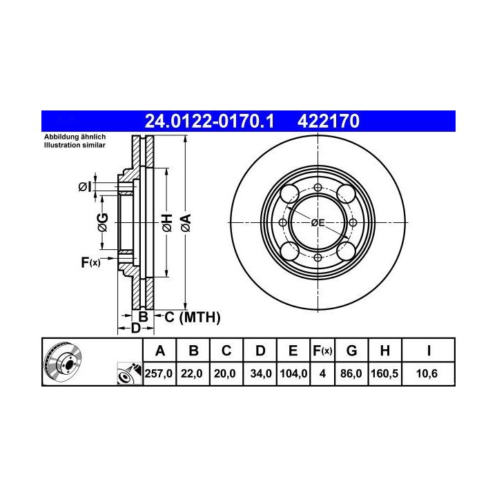 Stabdžių diskas ATE 24.0122-0170.1