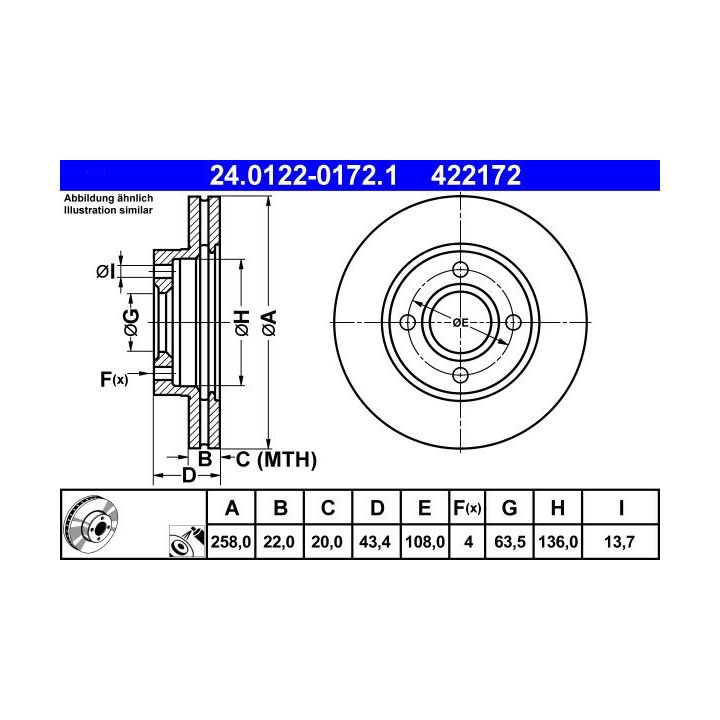 Stabdžių diskas ATE 24.0122-0172.1