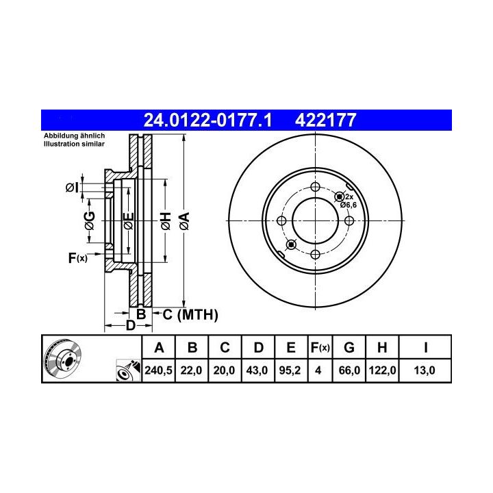 Stabdžių diskas ATE 24.0122-0177.1
