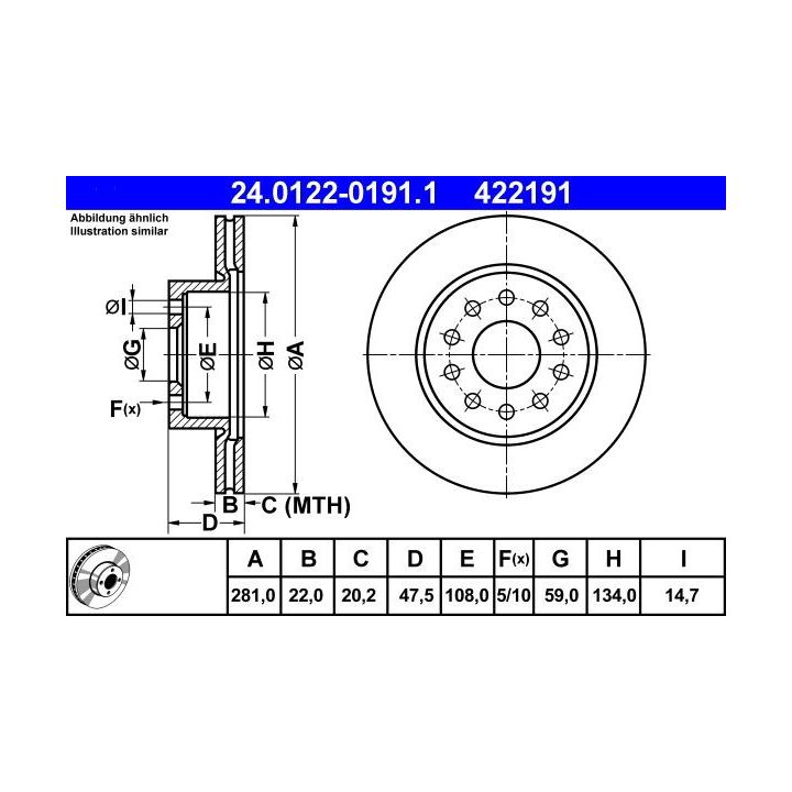Stabdžių diskas ATE 24.0122-0191.1