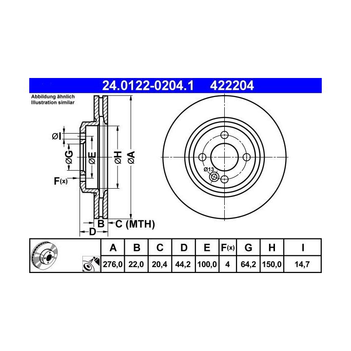 Stabdžių diskas ATE 24.0122-0204.1
