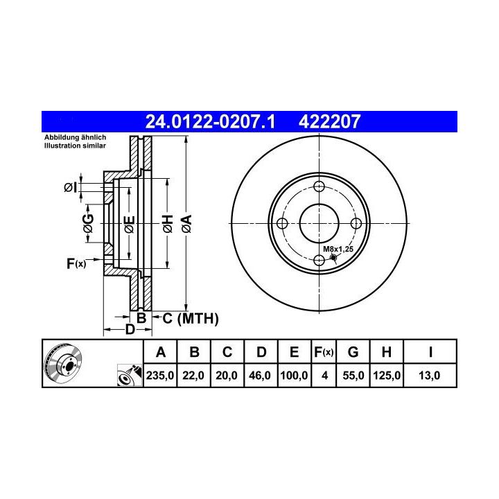 Stabdžių diskas ATE 24.0122-0207.1