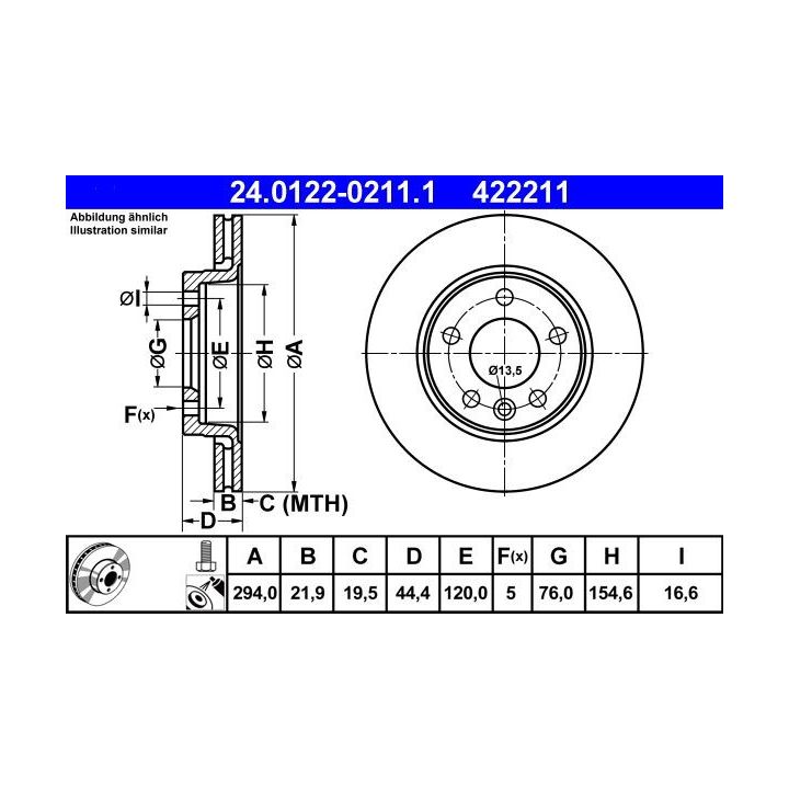 Stabdžių diskas ATE 24.0122-0211.1