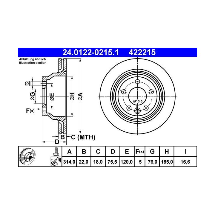 Stabdžių diskas ATE 24.0122-0215.1