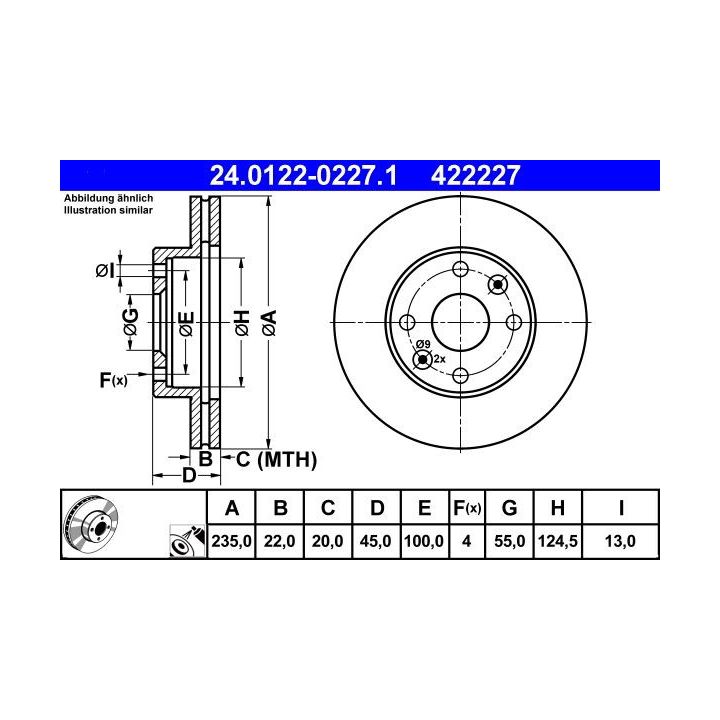 Stabdžių diskas ATE 24.0122-0227.1