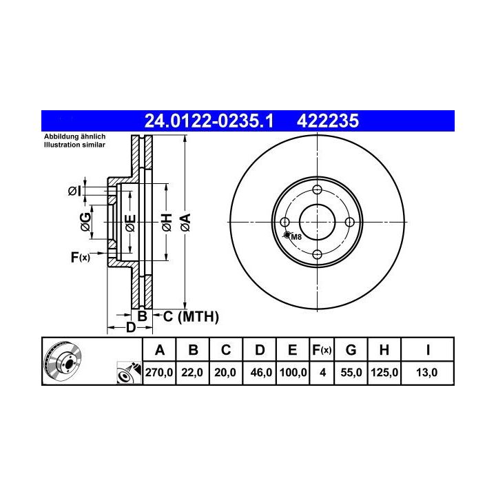 Stabdžių diskas ATE 24.0122-0235.1