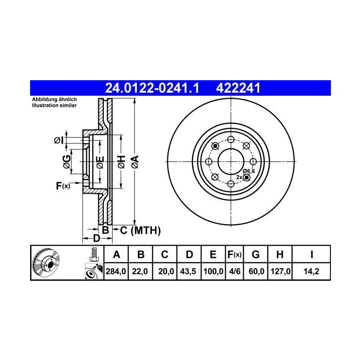 Stabdžių diskas ATE 24.0122-0241.1