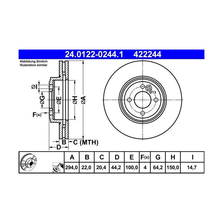Stabdžių diskas ATE 24.0122-0244.1