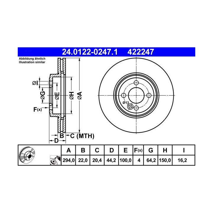 Stabdžių diskas ATE 24.0122-0247.1