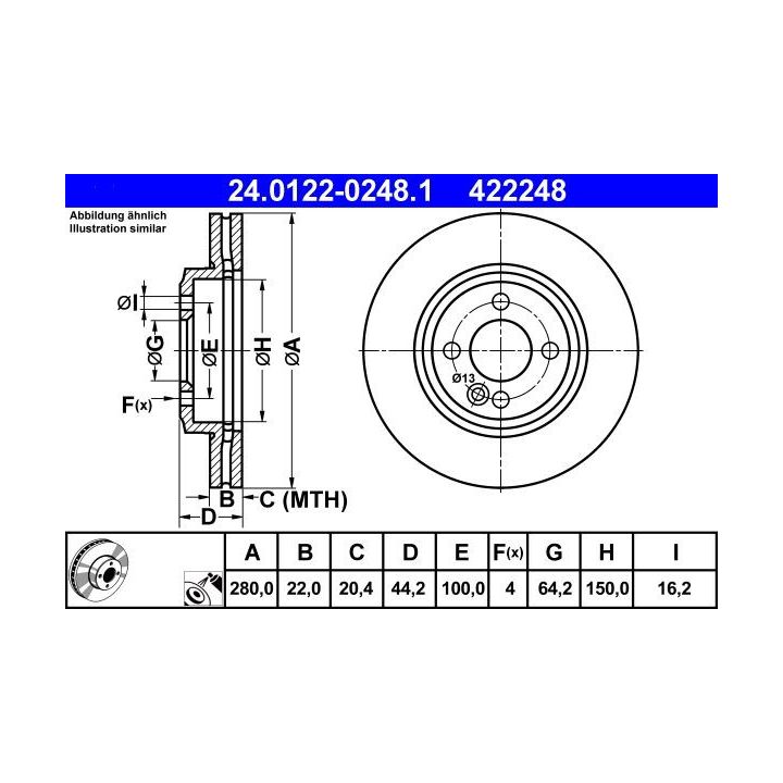 Stabdžių diskas ATE 24.0122-0248.1