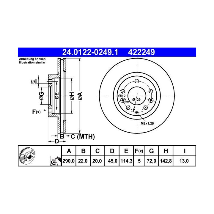 Stabdžių diskas ATE 24.0122-0249.1