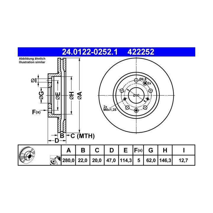 Stabdžių diskas ATE 24.0122-0252.1