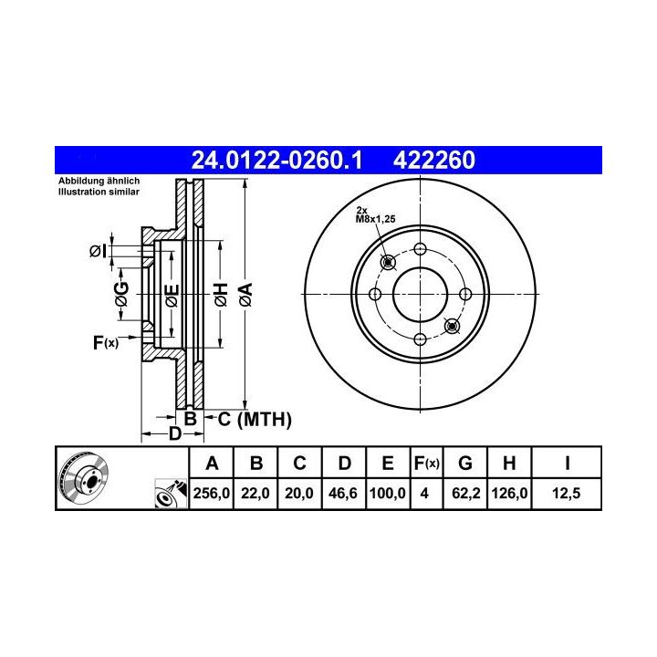 Stabdžių diskas ATE 24.0122-0260.1
