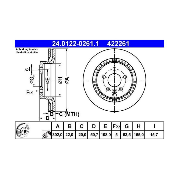 Stabdžių diskas ATE 24.0122-0261.1