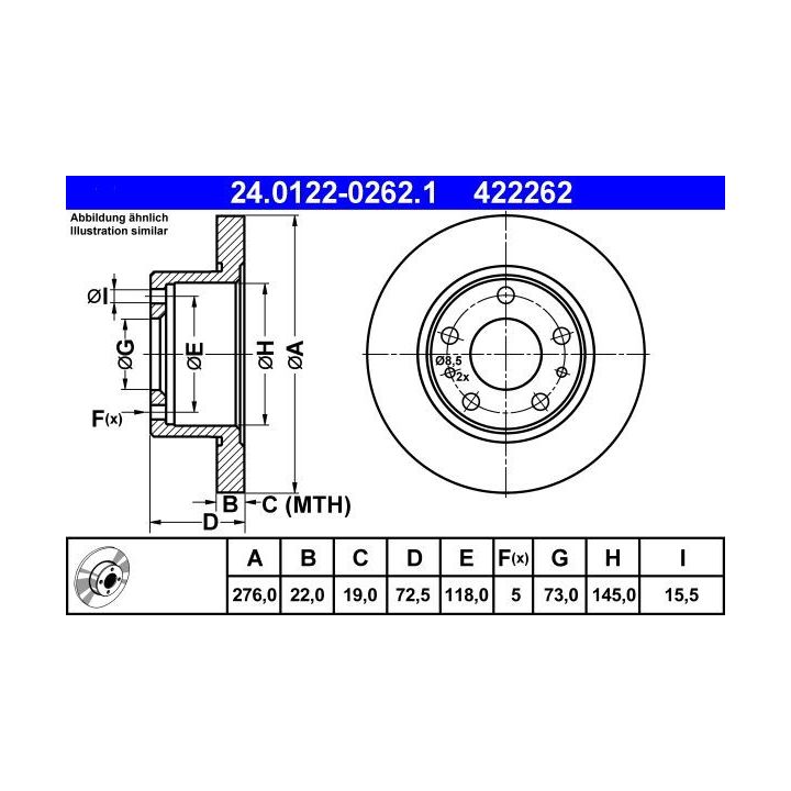 Stabdžių diskas ATE 24.0122-0262.1