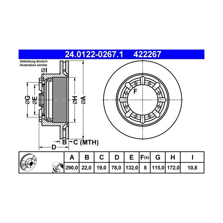 Stabdžių diskas ATE 24.0122-0267.1