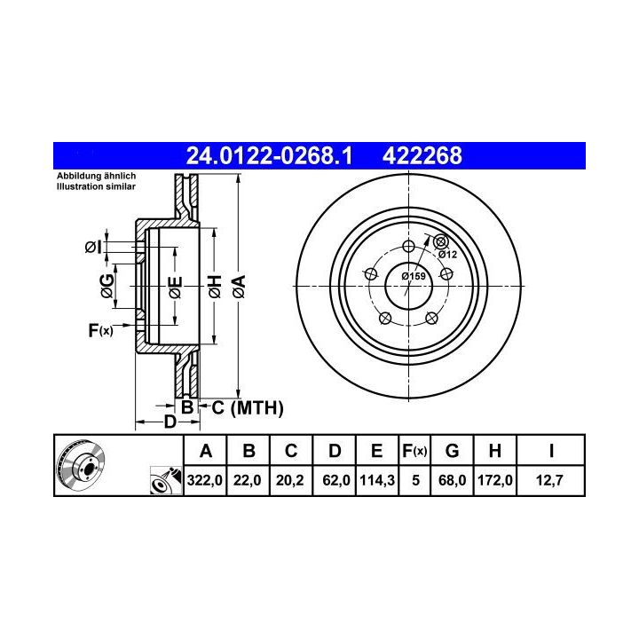 Stabdžių diskas ATE 24.0122-0268.1